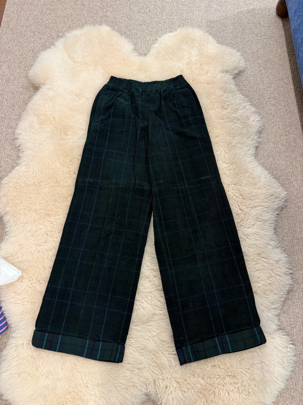 Offline by aerie BNWT plaid corduroy wide leg trouser black watch plaid sz xxs